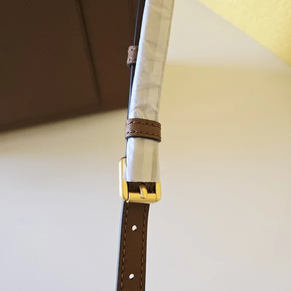 Tory Burch Emerson Top Zip Tote Moose Brown Saffiano Leather Crossbody Bag - Picture 8 of 16